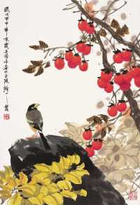 吴国亭 甲申（2004年）作 花鸟 镜心